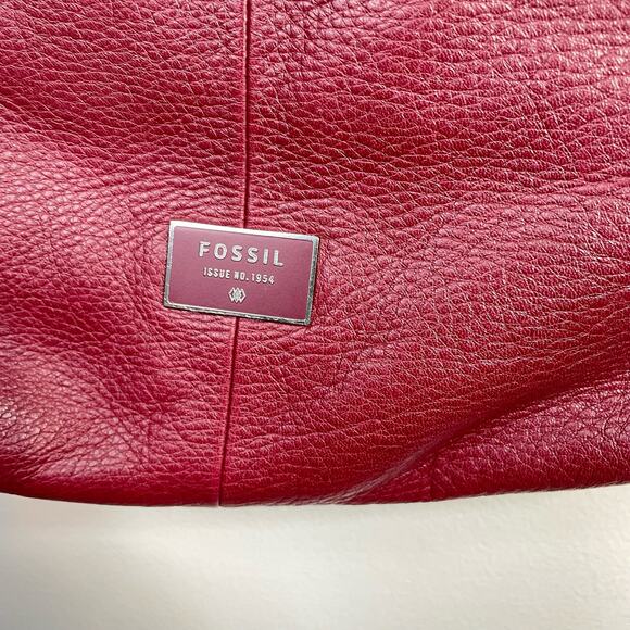 Fossil Dawson Top Zip Pebbled Leather Crossbody Shoulder Bag Purse Wine Burgundy - Picture 4 of 15